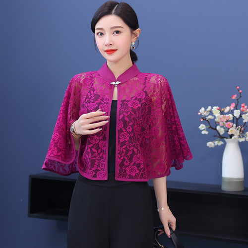 Women lace sheer cape tippet - sheer,