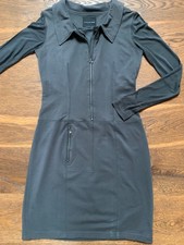 Please Kai Rand dress in charcoal, collar, front zip, pockets, size M