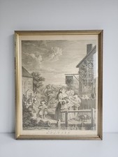 1x "Evening" By William Hogarth 1736 Echting Print Framed