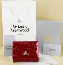 Vivienne Westwood Gamaguchi Trifold Wallet Color Red Orb Coin Purse New YK362