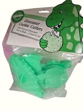 Wilton Dinosaur Cookie Cutters Set 4 Green Plastic 1987 Kids Baking Fun
