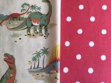 Used Bundle 2 * 50cm x 50cm Square Cath Kidston Dinosaur & Spot Red T-Rex