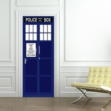 Tardis Police Call Box DOOR WRAP Decal Wall Sticker Mural Personalized NAME D127