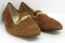 Rayne Suede Shoes Brown Size 6.5 with Gold chain detail