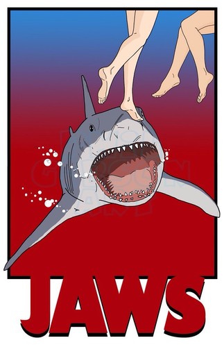 Original jaws art poster - art,