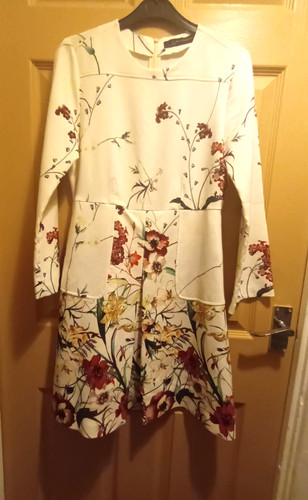 Zara cream floral print long - zara,