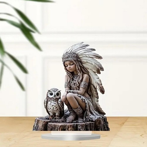 Indian girl owl - owl, desk