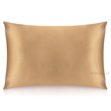100% Mulberry Silk Pillowcase 22 Momme Anti Wrinkle Hair Skin Gold UK TRÈSILK