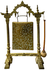 ANTIQUE DINNER GONG TOWNSHEND & CO ASIAN MOTIFS LIBERTY & CO BRASS  1890-1910