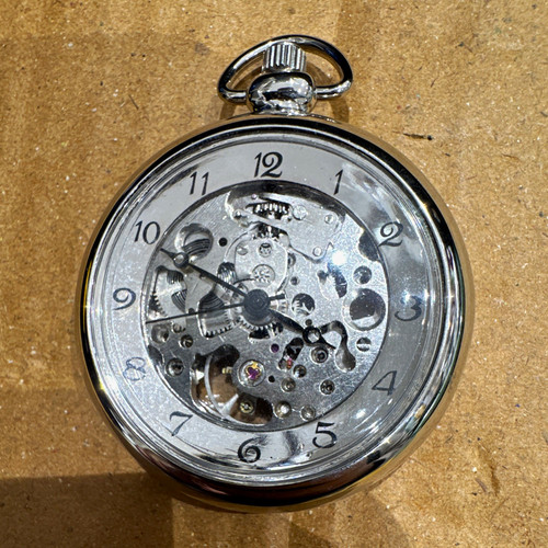 Silver open face - open, skeleton
