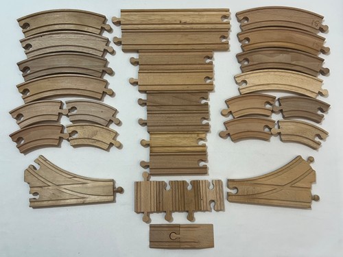 Wooden train track set x32 - wooden, of