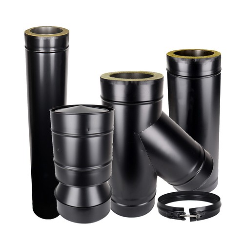 Twin wall black chimney flue - twin,
