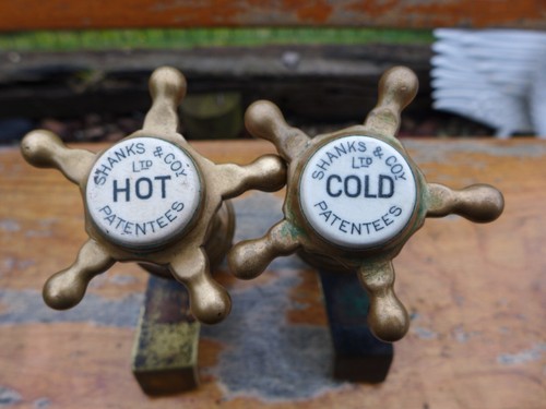 Antique brass bath taps - brass,