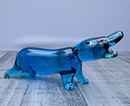 Art glass hippopotamus hippo - glass,
