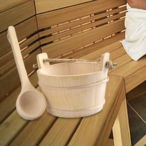 Wood sauna barrel and - wood, ladle