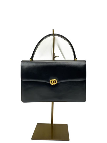 Black leather handbag launer - leather,