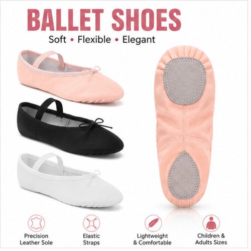 Ballet shoes pink leather - ballet, shoes,