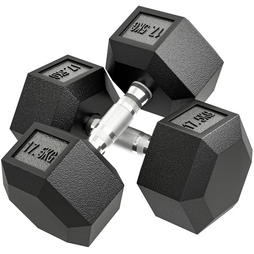 Homcom 2x17 5kg rubber hex - homcom, 2x17.5kg
