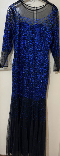 Gina bacconi blue sequin mesh - gina,