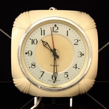 Art Deco Wall Clock Genalex Bakelite White - PAT Tested