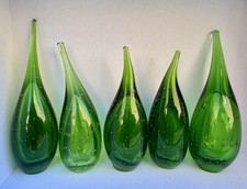 VINTAGE FRENCH CHANDELIER GLASS, DROPS IN GREEN   - 4 