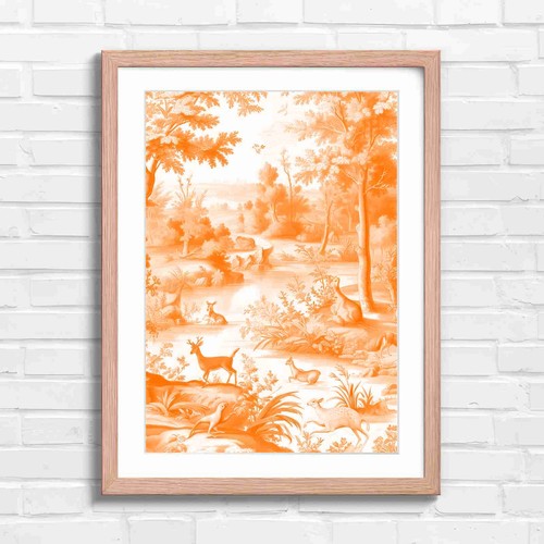 Pink toile jouy deer - pink,