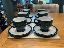 DENBY GREENWICH 6 X CUPS AND SAUCERS STONEWARE VERY GOOD CONDITION SECONDS