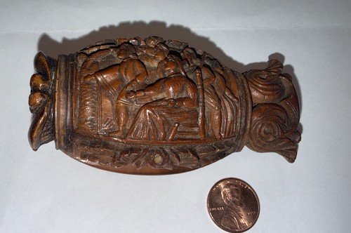 Antique coquilla nut - snuff, box