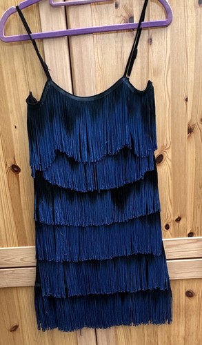 Black and navy fringe strappy - navy,