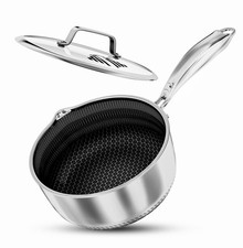 Saucepan Milk Pan Saucepot with Glass Lid Non Stick Stainless Steel Induction 2L
