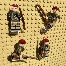 WW2 British Paratrooper Soldiers Squad – 4x Custom Military Minifigures