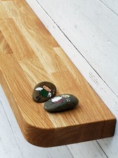 Solid OAK wood floating Mantel Radiator shelf with rounded edges with brackets