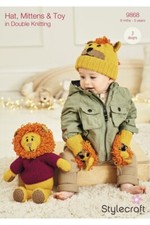 STYLECRAFT 9868 HAT MITTENS LION TOY Knitting Pattern DK Age 6 Month - 5 Years