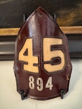 Vintage Leather Fire Helmet Front Cairns FDNY Ladder 45 Manhattan Bronx