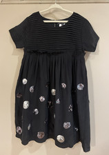 Lili Gaufrette Silk Holiday Formal Dress Sequin Black France Size 10 Years Girls