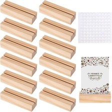 12 Wooden Place Card Name Plate / Photo / Number Holders Double-Sided Adhesive
