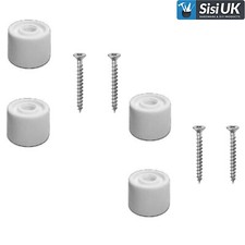 Door Stop White Rubber Stops Stopper 25mm Includes Screws