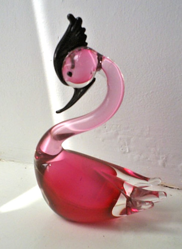 Murano glass pink bird - murano,