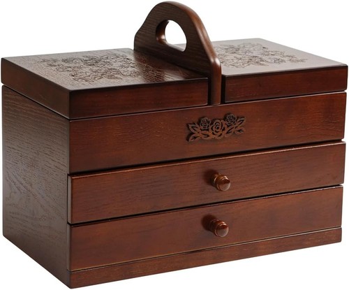 Wooden sewing box - wooden,