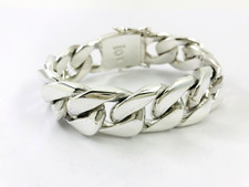 Heavy Taxco Mexican 925 Sterling Silver Curb Chain Bracelet. 20.5 cm, 223 grams