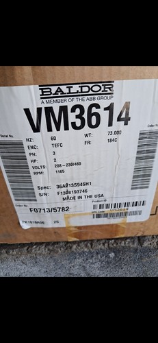 Baldor vm3614t 2hp 1165rpm - -, 2hp,