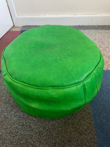 Handmade moroccan green pouffe - moroccan,