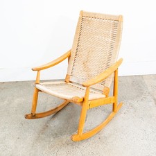 Mid Century Danish Modern Rocking Chair Beech Papercord Wood Mcm Vintage Blonde