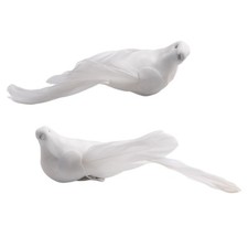 Artificial Doves Bird Garden Indoors Garden Decoration 2x Wedding White