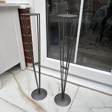 Tall Floor Standing Metal Pillar Candle Holder Grey pair-H 58 X Top 10cm