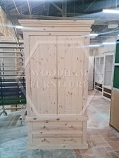 HANDMADE VICTORIAN SOLID PINE GENTS WARDROBE IN NATURAL(NOT FLATPACKED)
