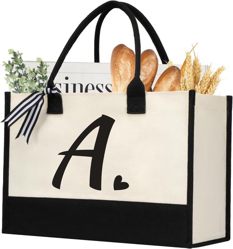 Initial canvas tote bag - initial,