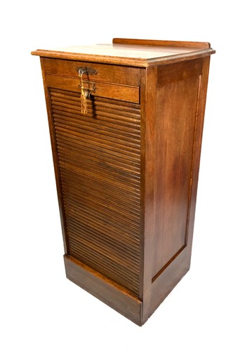 Antique wooden tambour fronted - antique,