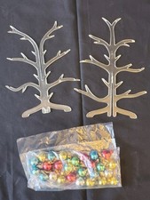 1940s Mini Mercury Glass Ball Ornaments, 2pc Slotted Gumball Christmas Tree