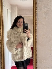Saga Arctic White Fox Fur Coat Real Fur Size L UK 14